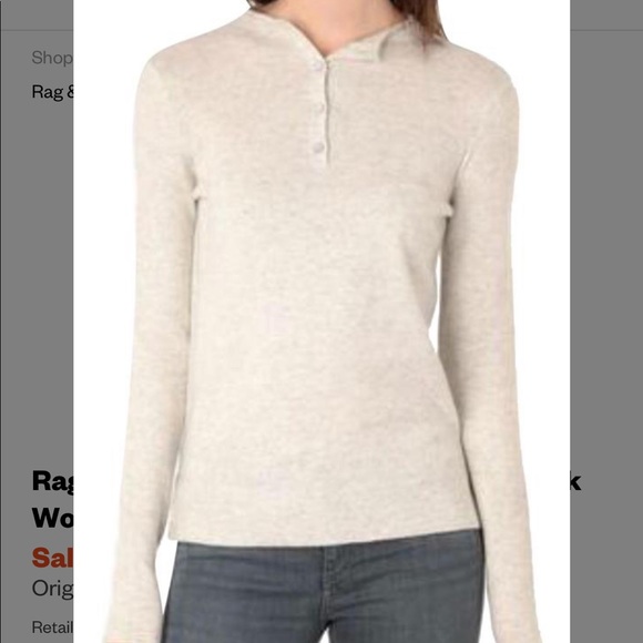 Rag & Bone Henley Wool/Cashmere Sweater - Picture 1 of 8